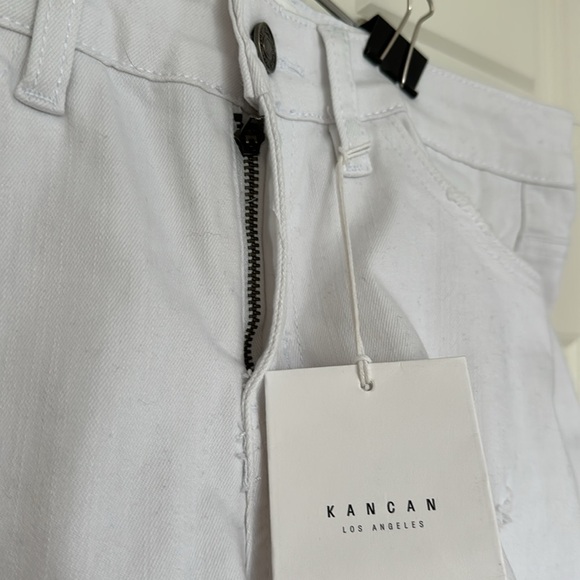 KANCAN white shorts modesty distressed sewn cuff mid rise Zip front NWT - Picture 5 of 9